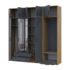 Drehtürenschrank Doros Rondi mit Kleiderstange, Spiegel und Oberschrank Artisan Eiche/Graphitgrau 4 Türen 220x52x236 (42005299)