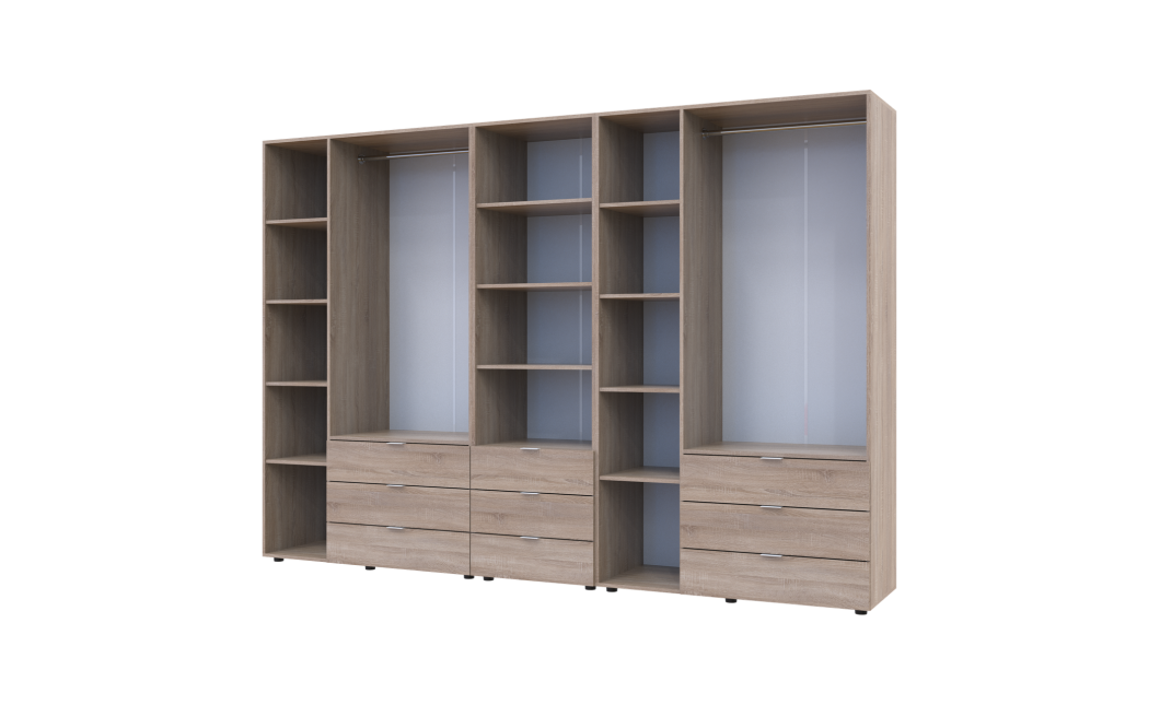 Kleiderschrank Doros Gelar Sonoma Eiche 3+3 Türen Säulenschrank 292,4x49,5x203,4 (42005184)
