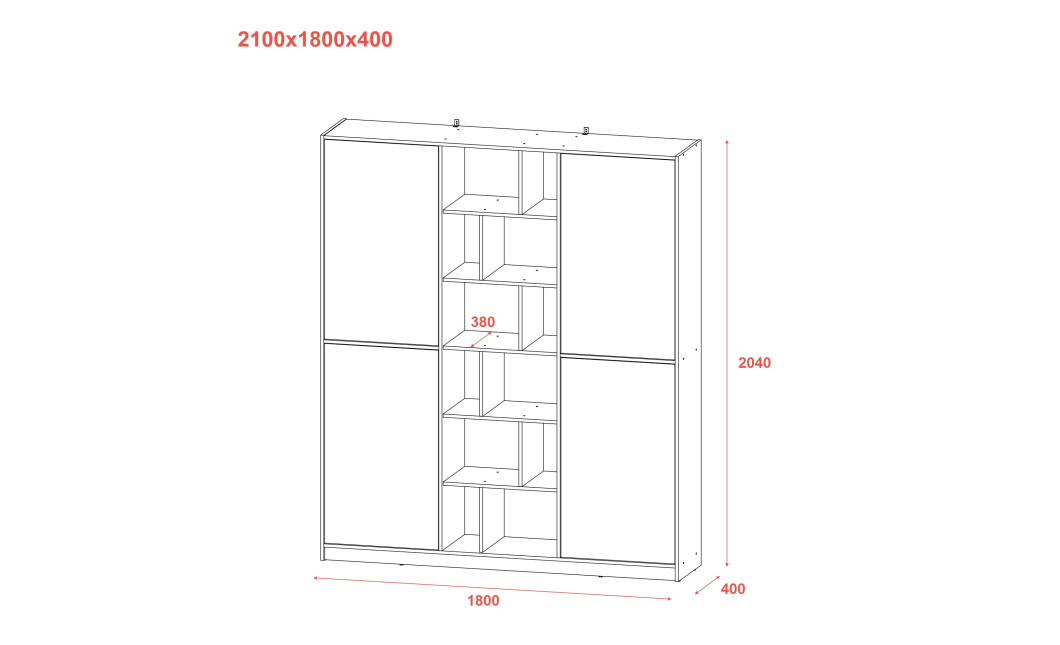 Kleiderschrank Doros Morgan Artisan Eiche/Graphitgrau 2 Türen 180x38,5x210 (42001256)