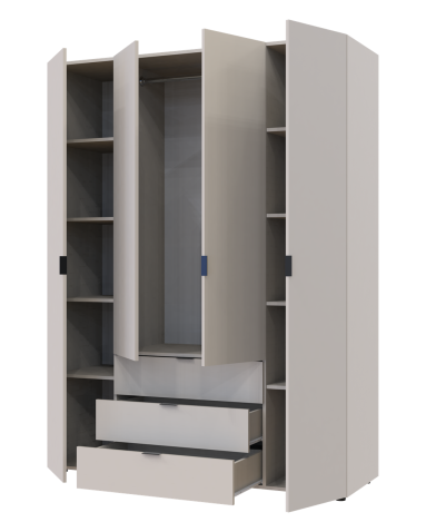 Kleiderschrank Doros Gelar mit Drehtüren Kaschmir 4 Türen 155x49,5x203,4 (80737634)
