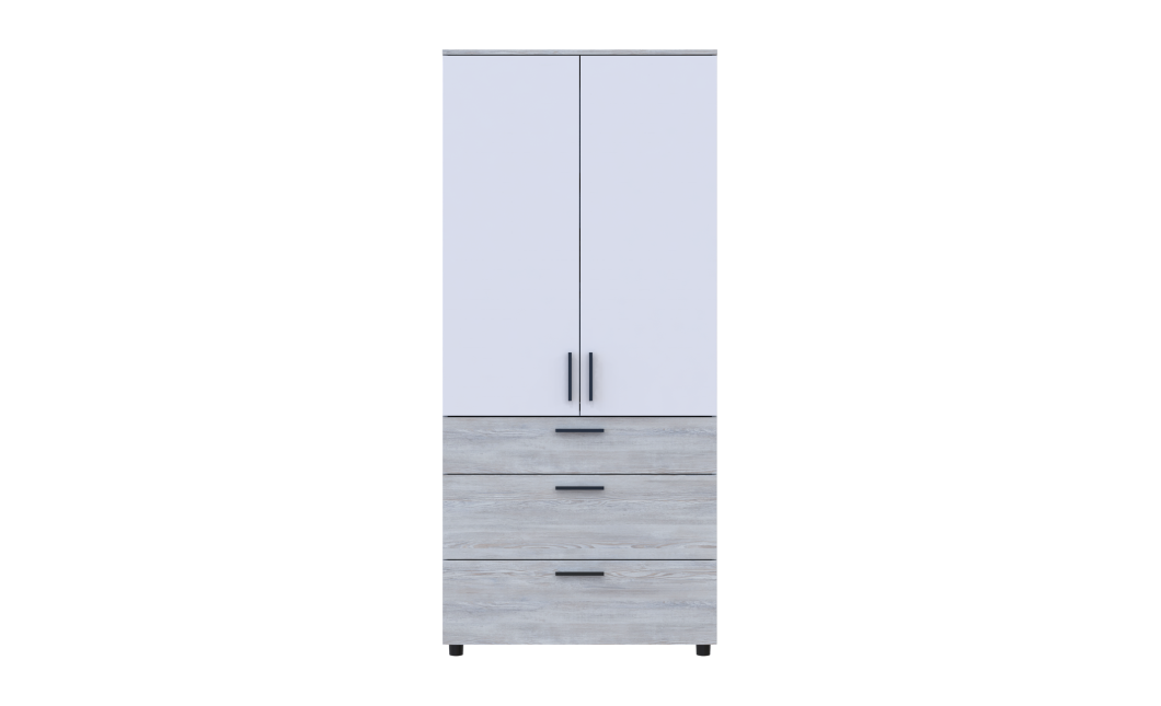 Kleiderschrank Doros Thorn Natti Kiefer/Weiß 2 Türen 3 Schubladen Kleiderstange 90x51,6x200 (44900461)