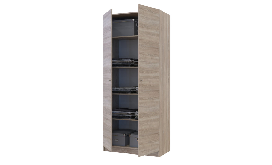 Kleiderschrank Doros Promo mit Drehtüren Sonoma Eiche mit Böden 2 Türen 90x48x204 (42005098)