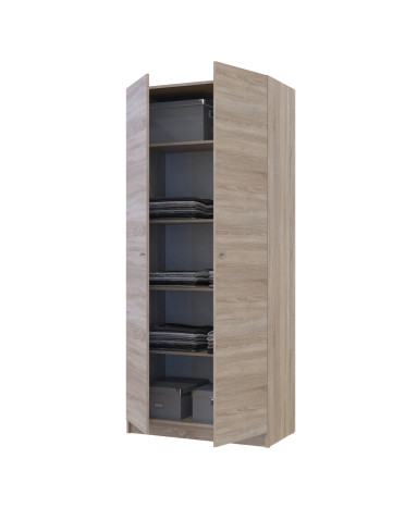 Kleiderschrank Doros Promo Schiebetüren Sonoma Eiche mit Böden 2 Türen 90x48x204 (42005098)