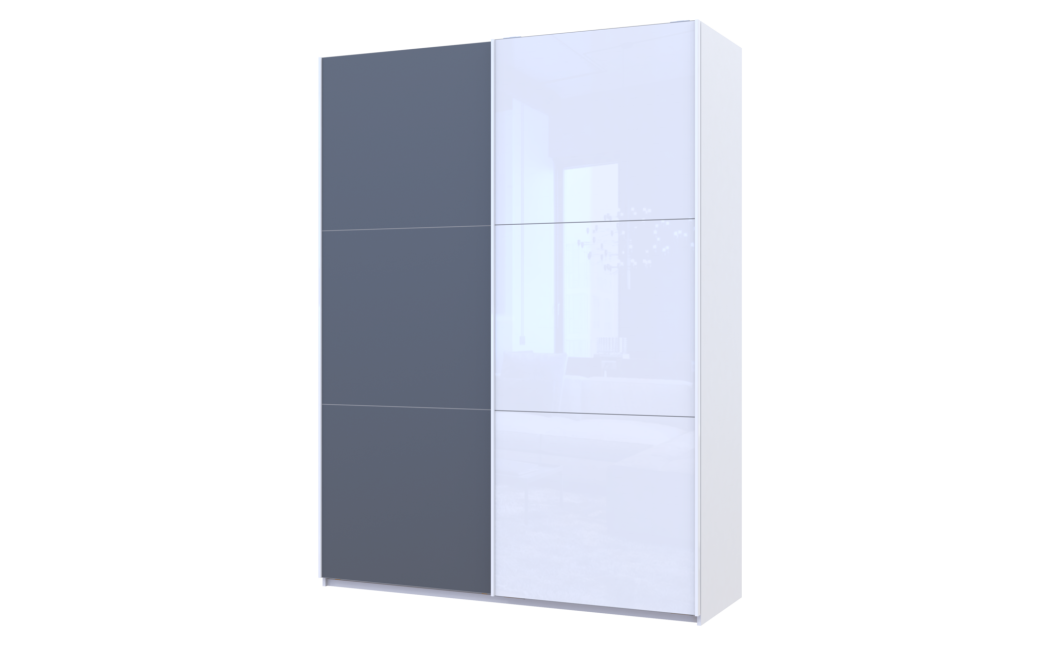 Kleiderschrank Doros G-Caiser Schiebetüren Weiß Graphitgrau mit Spiegel 180x60x240 (42005094)