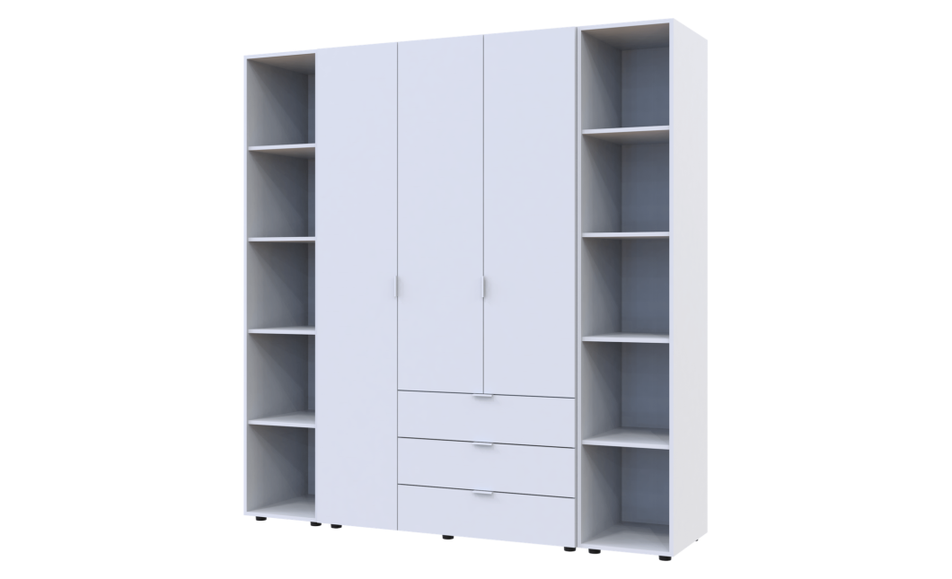 Kleiderschrank Doros Gelar Weiß 3 Türen mit 2 offenen Regalböden 192,6x49,5x203,4 (42005035)