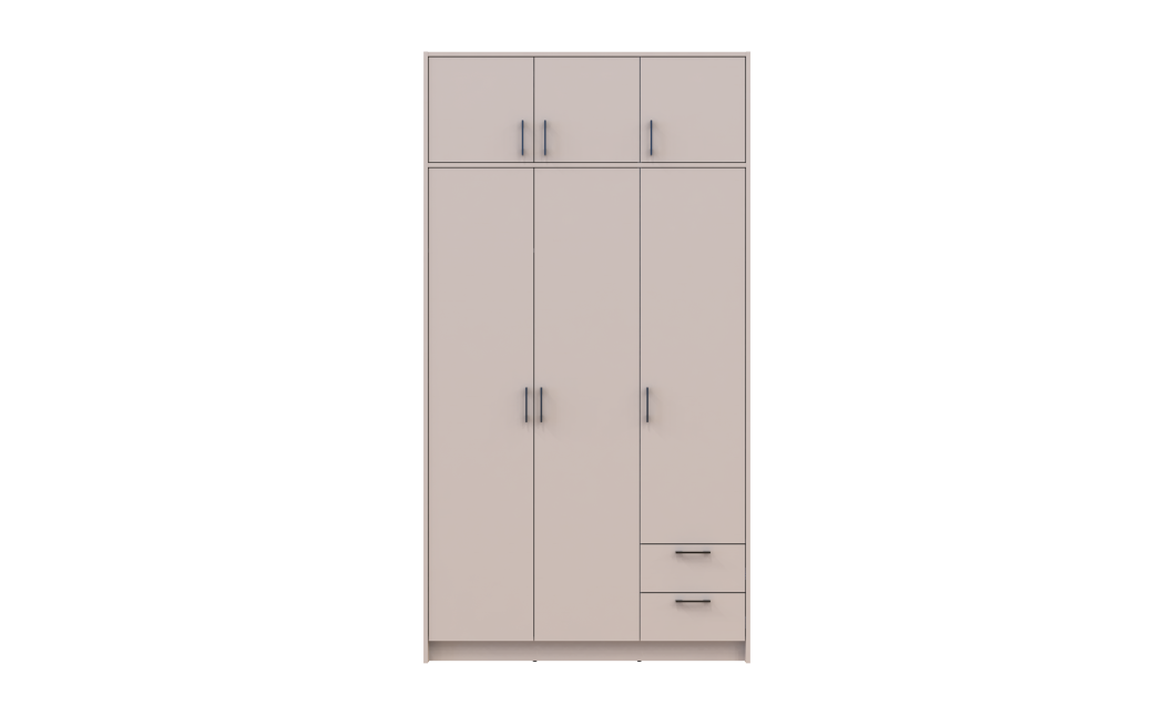 Kleiderschrank Doros Rondi mit Drehtüren mit Oberschrank Kaschmir 3 Türen 121x52x236 (80738474)