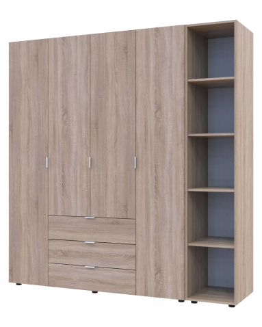 Kleiderschrank Doros Gelar Sonoma Eiche 4 Türen mit offenem Regal 193,2x49,5x203,4 (42005043)