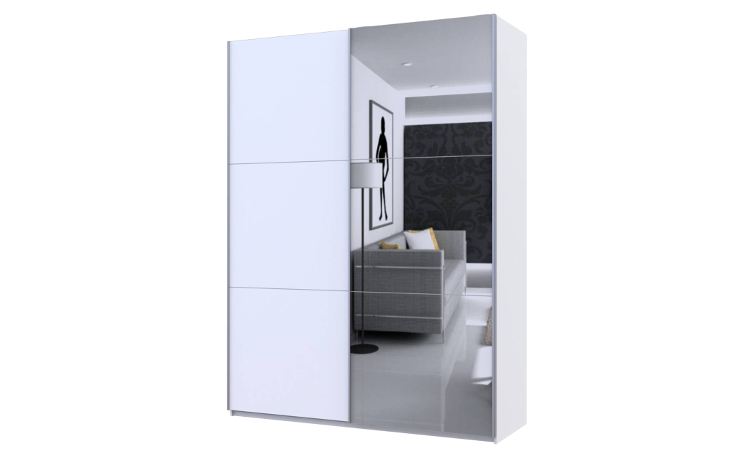 Kleiderschrank Doros G-Caiser Schiebetüren Weiß mit Spiegel 180x60x240 (42005028)