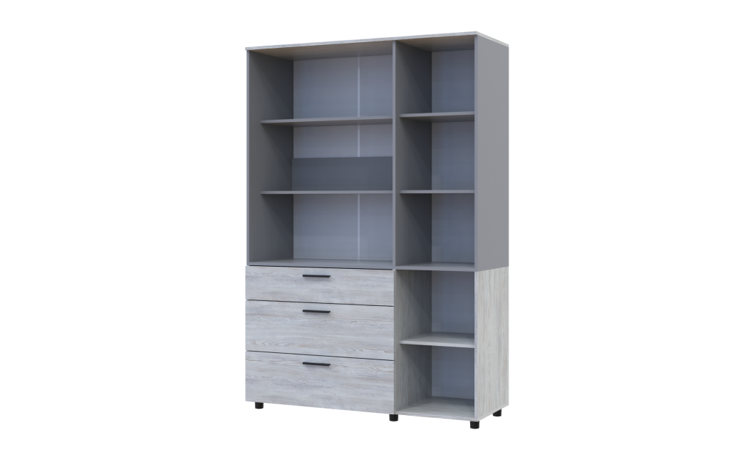 Kleiderschrank Doros Thorn Natti Kiefer/Grau 3 Türen 3 Schubladen Böden 135x51,6x200 (44900514)