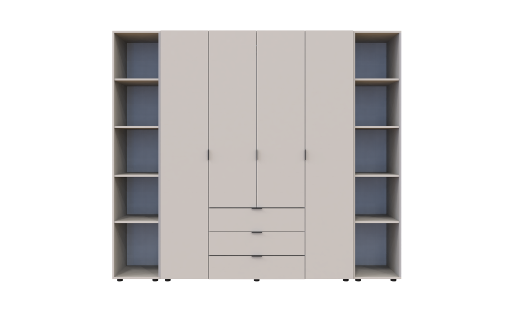 Kleiderschrank Doros Gelar Kaschmir 4 Türen mit 2 offenen Regalböden 231,4x49,5x203,4 (80737648)