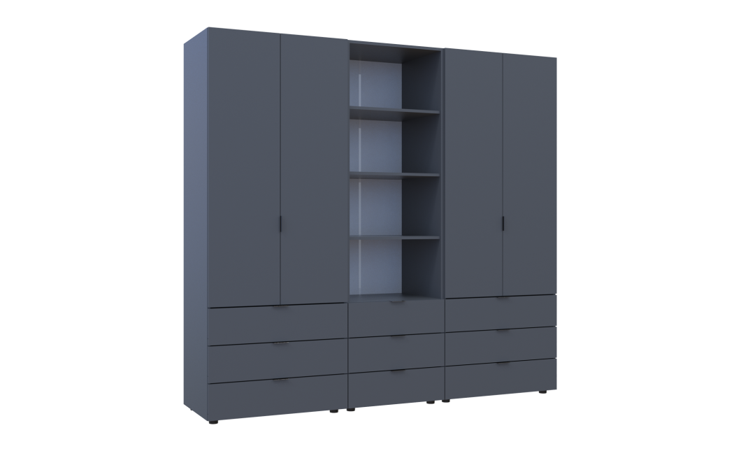 Kleiderschrank Doros Gelar Graphitgrau 2+2 Türen Säulenschrank 215x49,5x203,4 (42005171)