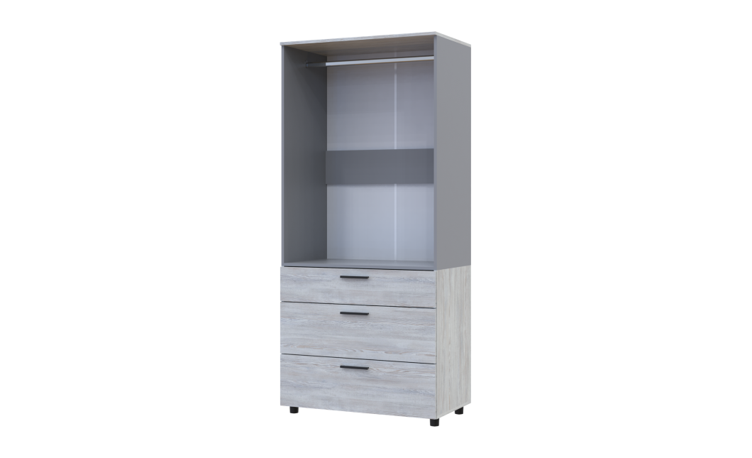 Kleiderschrank Doros Thorn Natti Kiefer/Grau 2 Türen 3 Schubladen Kleiderstange 90x51,6x200 (44900465)
