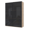 Kleiderschrank Doros G-Caiser Schiebetüren Ewok Eiche / Schwarz Glas 2 Türen 180x60x240 (80737751)