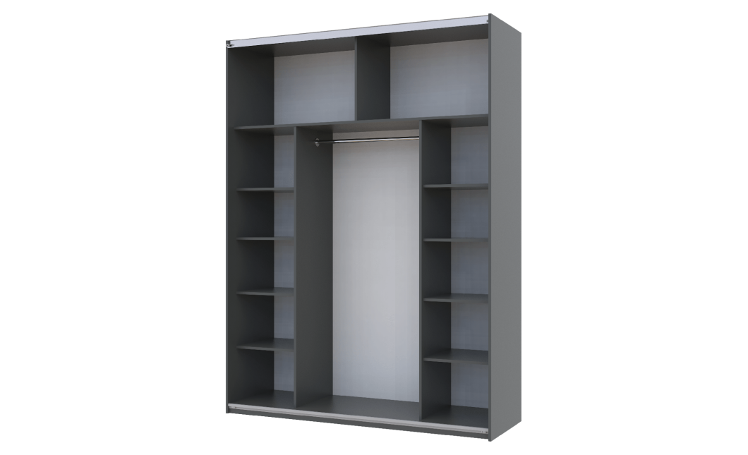 Kleiderschrank Doros G-Caiser Schiebetüren Graphitgrau Ewok Eiche mit Spiegel 180x60x240 (42005013)