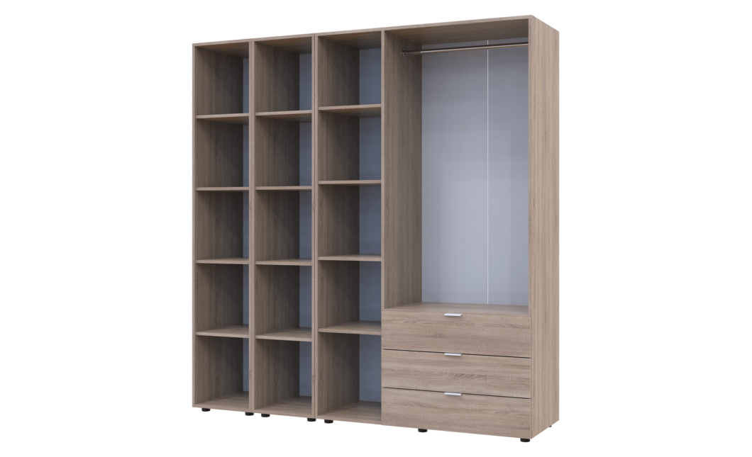 Kleiderschrank Doros Gelar Sonoma Eiche 3 Türen mit 2 offenen Regalböden 192,6x49,5x203,4 (42005049)