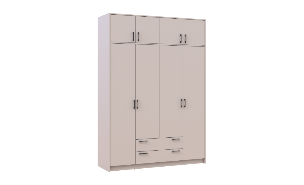 Kleiderschrank Doros Rondi mit Drehtüren mit Oberschrank Kaschmir 4 Türen 160x52x236 (80738479)