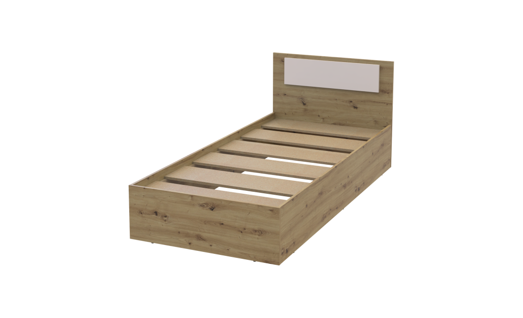 Bett Doros Rondi Einzelbett Eiche Artisan/Kaschmir 90x200 (44900529)