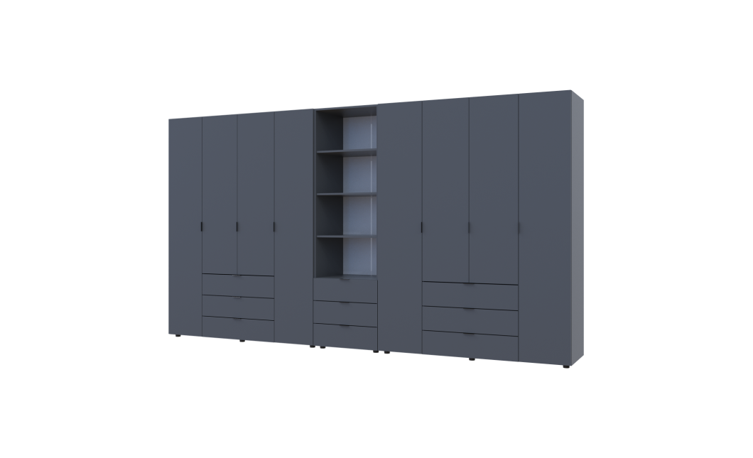 Kleiderschrank Doros Gelar Graphitgrau 4+4 Türen Säulenschrank 370x49,5x203,4 (42005173)