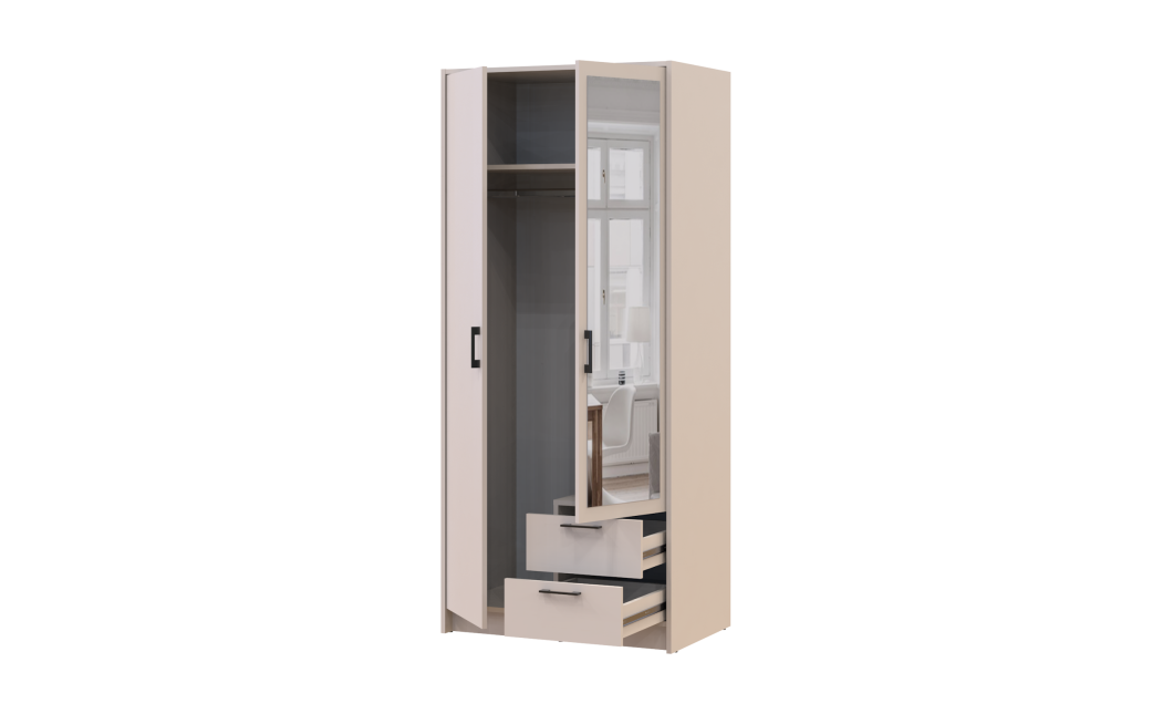 Kleiderschrank Doros Rondi mit Drehtüren mit Spiegel Kaschmir 2 Türen 82x52x195 (80738468)