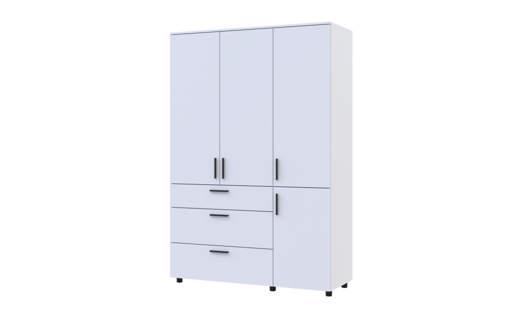 Kleiderschrank Doros Thorn Weiß 3 Türen 3 Schubladen Böden 135x51,6x200 (44900486)