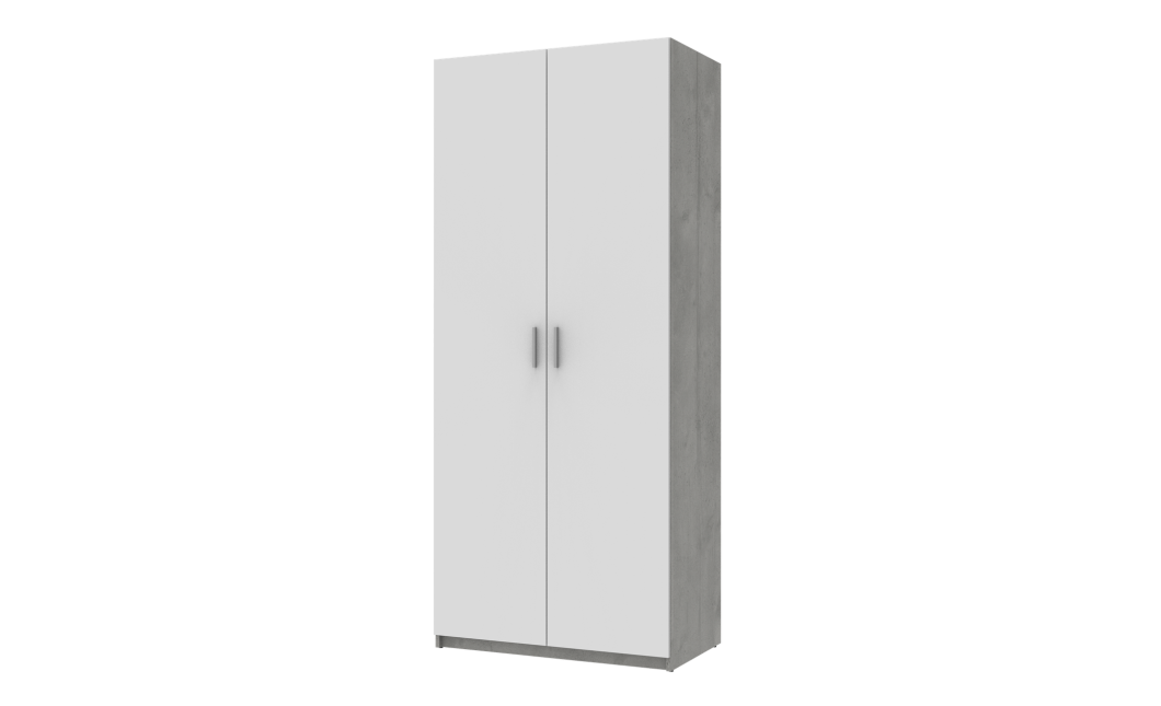 Kleiderschrank Doros Ken Beton/Weiß 2 Türen 90x52x210 (80737020)