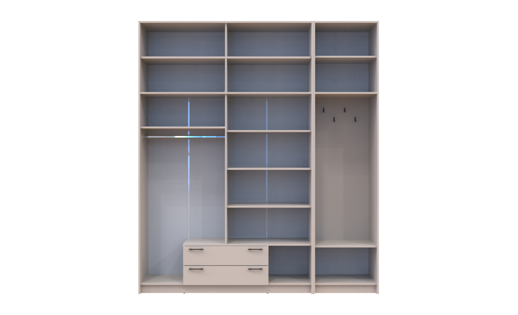 Kleiderschrank Doros Rondi mit Kleiderstange und hohem Oberschrank Kaschmir 4 Türen 220x52x260 (42005399)