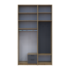 Kleiderschrank Doros Rondi mit Kleiderstange, Spiegel und hohem Oberschrank Artisan Eiche/Graphitgrau 2 Türen 142x52x260 (42005279)