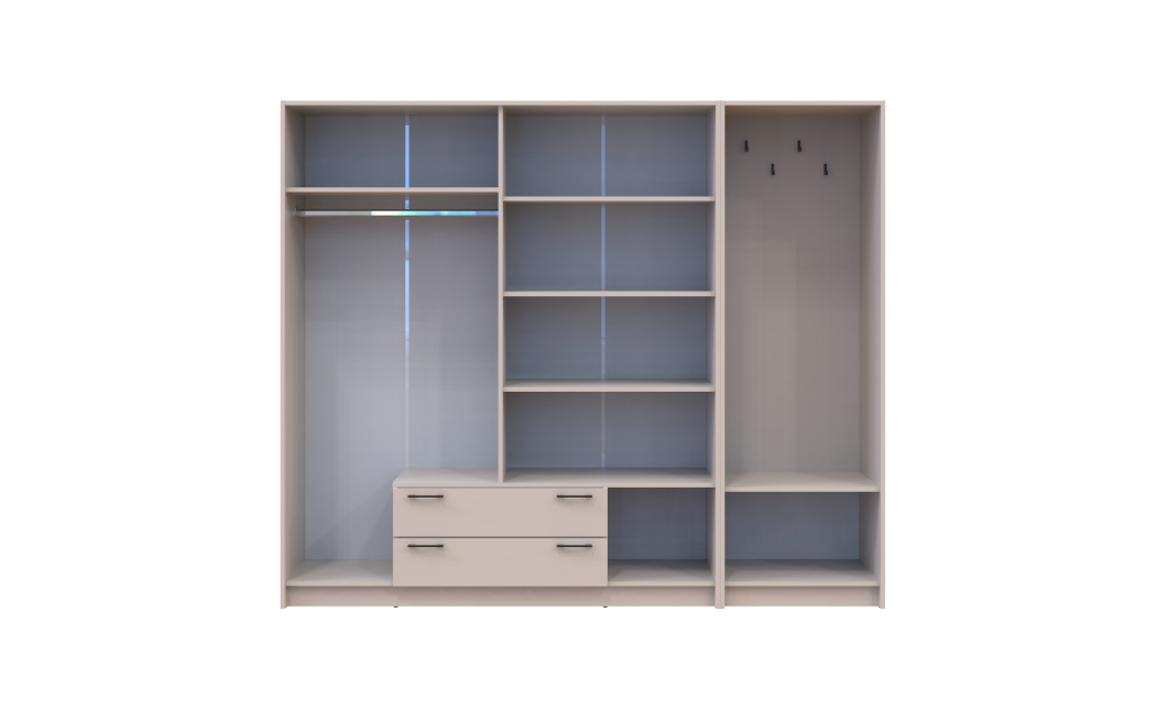 Drehtürenschrank Doros Rondi mit Kleiderstange und Spiegel Kaschmir 4 Türen 220x52x195 (42005402)
