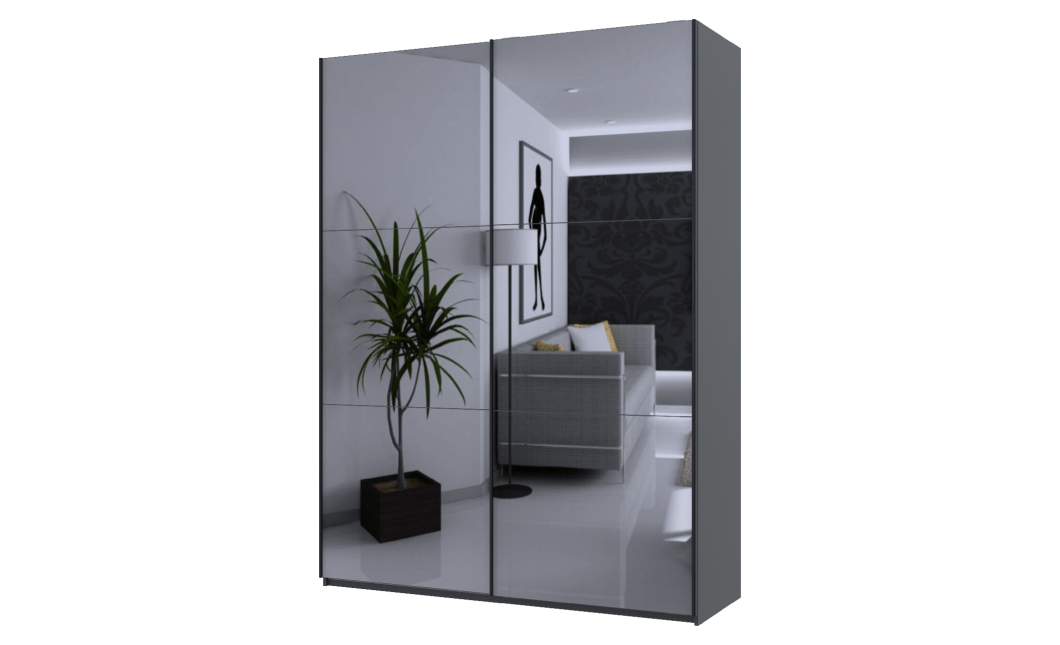 Kleiderschrank Doros G-Caiser Schiebetüren Graphitgrau mit Glas 180x60x240 (42005012)