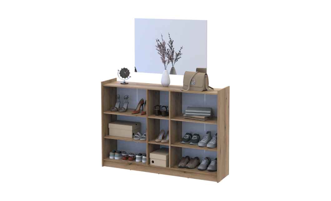 Schuhschrank Doros Kassel mit Spiegel Eiche Evoke 5 Türen 159×40×110 (42005502)