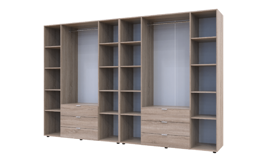 Kleiderschrank Doros Gelar Set mit Drehtüren Sonoma Eiche 4+4 Türen 310x49,5x203,4 (42002129)