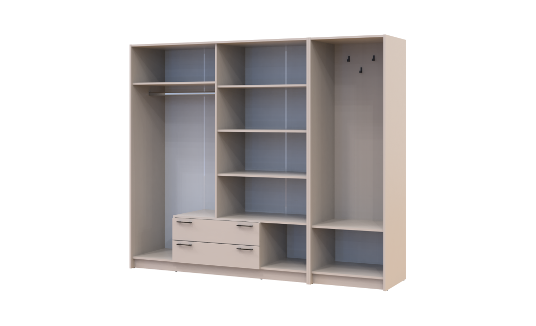 Drehtürenschrank Doros Rondi mit Kleiderstange Kaschmir 4 Türen 220x52x195 (42005393)