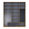 Kleiderschrank Doros Rondi mit Kleiderstange, Spiegel und hohem Oberschrank Artisan Eiche/Graphitgrau 4 Türen 220x52x260 (42005303)