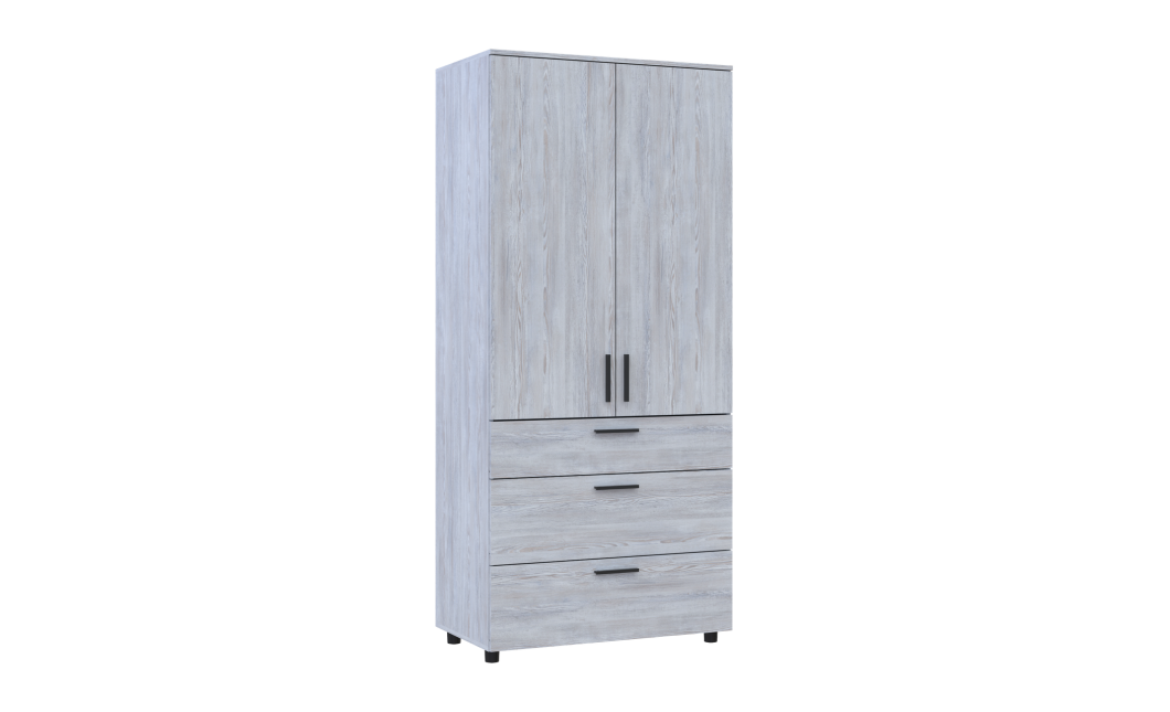 Kleiderschrank Doros Thorn Natti Kiefer 2 Türen 3 Schubladen Böden 90x51,6x200 (44900434)