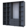 Kleiderschrank Doros Gelar Graphitgrau 4 Türen mit offenem Regal 193,2x49,5x203,4 (42005063)
