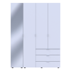 Kleiderschrank Doros Gelar Weiß 3 Türen mit Spiegel 155x49,5x203,4 (42002157)