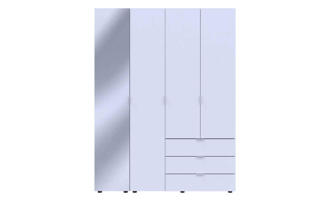 Kleiderschrank Doros Gelar Weiß 3 Türen mit Spiegel 155x49,5x203,4 (42002157)