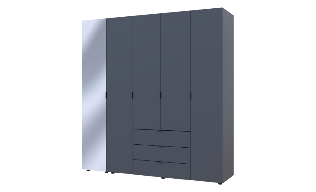 Drehtürenschrank Doros Gelar Graphitgrau 4 Türen mit Spiegel 194x49,5x203,4 (42002161)