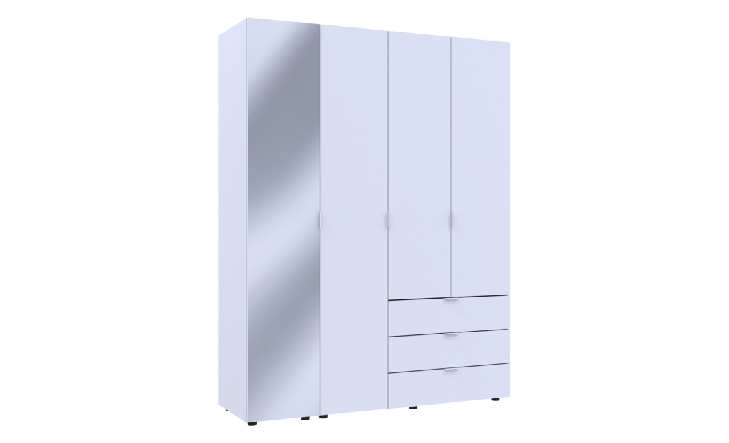 Kleiderschrank Doros Gelar Weiß 3 Türen mit Spiegel 155x49,5x203,4 (42002157)