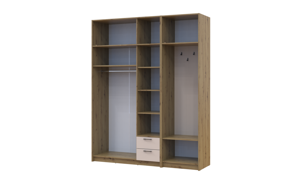 Kleiderschrank Doros Rondi mit Kleiderstange und Oberschrank Artisan Eiche/Kaschmir 3 Türen 181x52x236 (42005284)