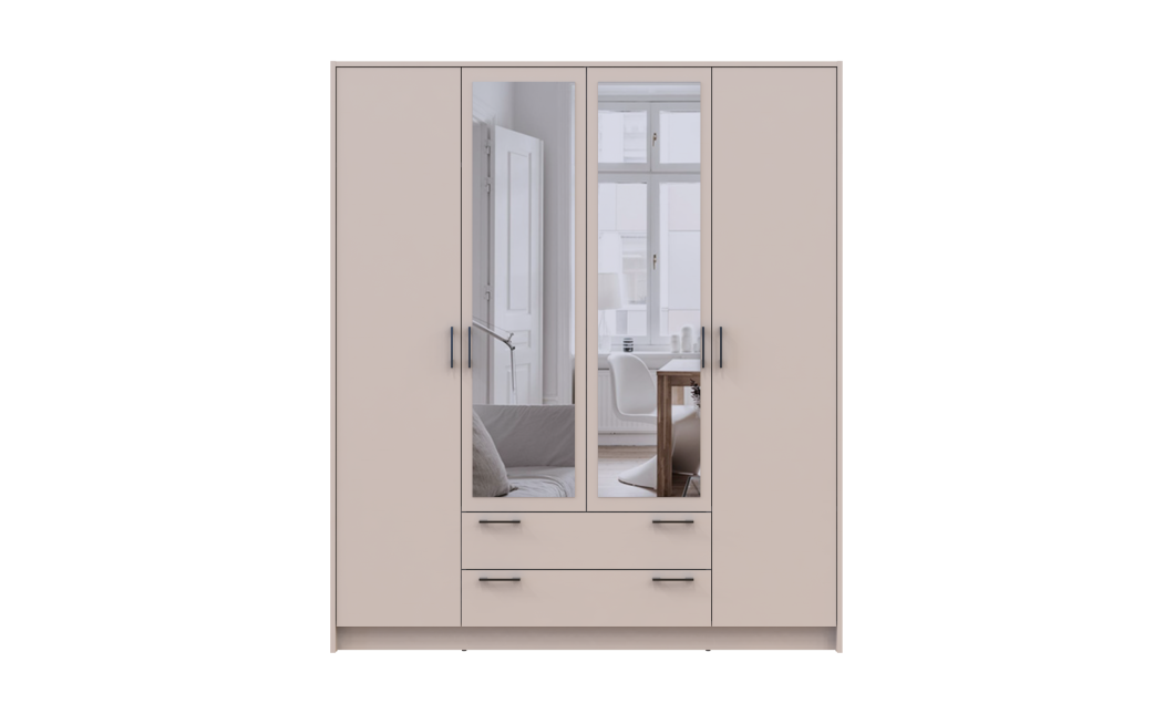 Kleiderschrank Doros Rondi mit Drehtüren mit Spiegel Kaschmir 4 Türen 160x52x195 (80738478)