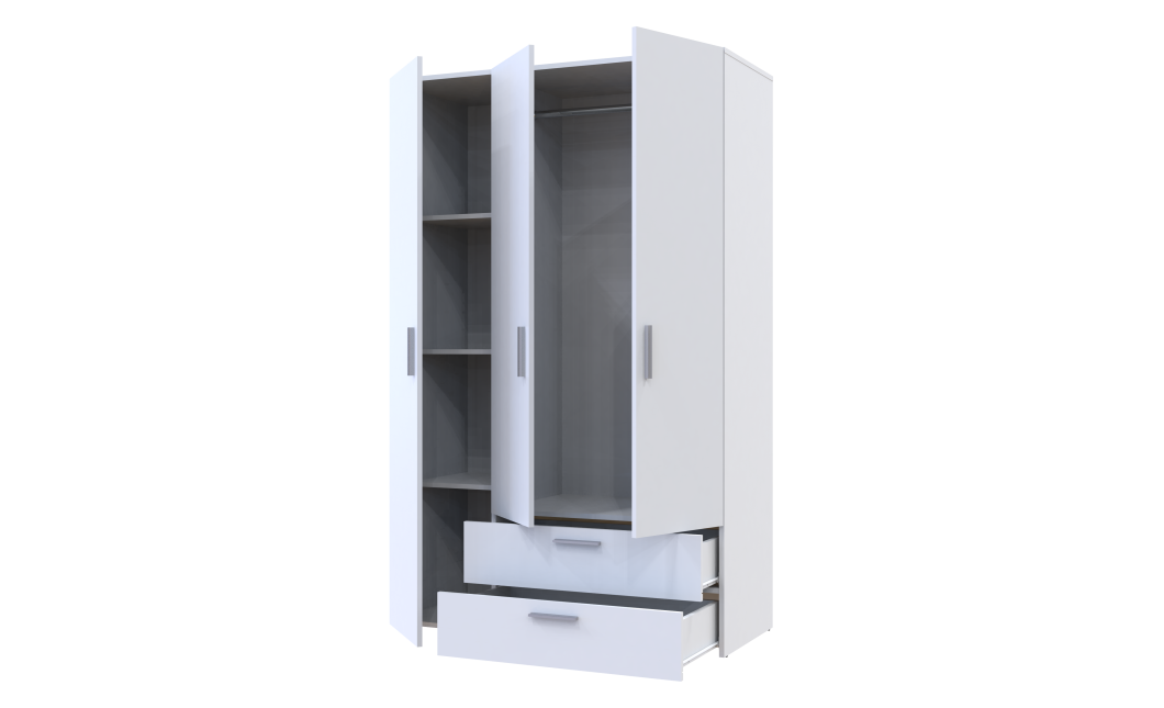 Kleiderschrank Doros Ektor Weiß 3 Türen 116x49,5x180 (80737076)