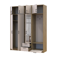 Kleiderschrank Doros Rondi mit Kleiderstange, Spiegel und Oberschrank Artisan Eiche/Kaschmir 3 Türen 181x52x236 (42005286)