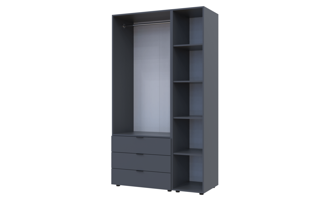 Kleiderschrank Doros Gelar Graphitgrau 2 Türen mit offenem Regal 115,7x49,5x203,4 (42005054)