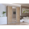 Kleiderschrank Doros City Light Schiebetüren Sonoma Eiche mit Spiegel 180x60x225 (41070010)