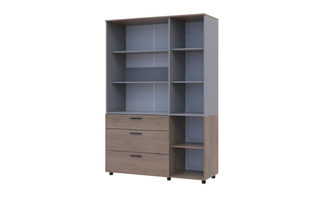 Kleiderschrank Doros Thorn Cremona Cannolo/Grau 3 Türen 3 Schubladen Böden 135x51,6x200 (44900506)