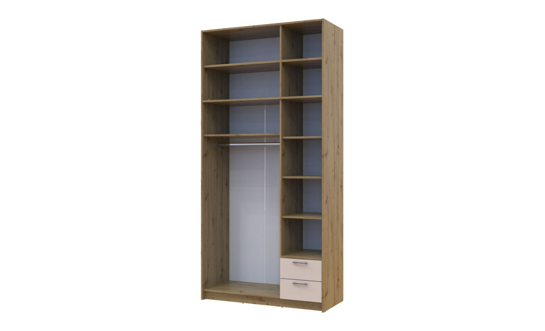Kleiderschrank Doros Rondi mit Drehtüren mit Oberschrank Artisan Eiche / Kaschmir 3 Türen 121x52x260 (42005193)