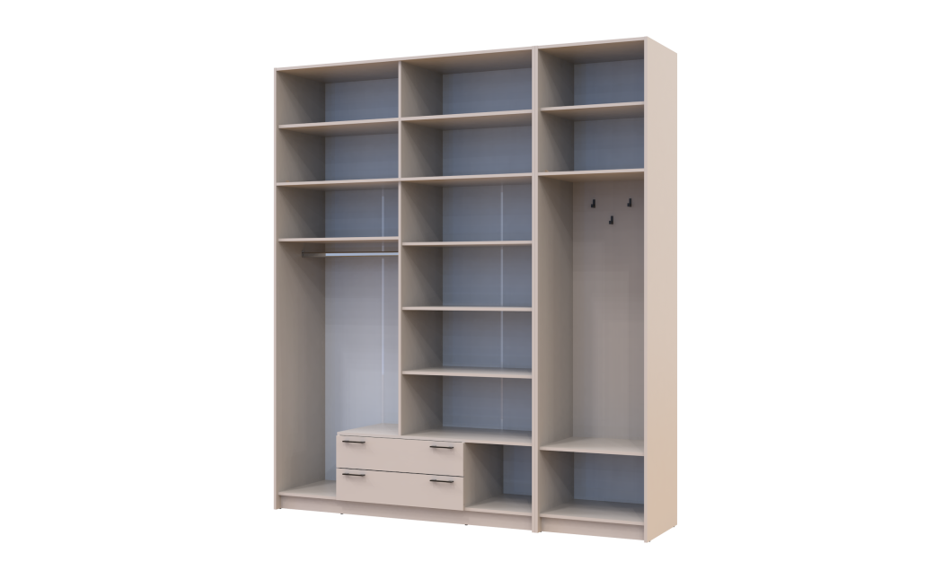 Kleiderschrank Doros Rondi mit Kleiderstange, Spiegel und hohem Oberschrank Kaschmir 4 Türen 220x52x260 (42005408)