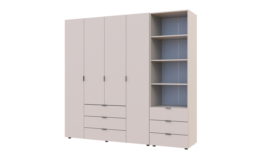 Kleiderschrank Doros Gelar Kaschmir 4 Türen Säulenschrank 215x49,5x203,4 (42005176)