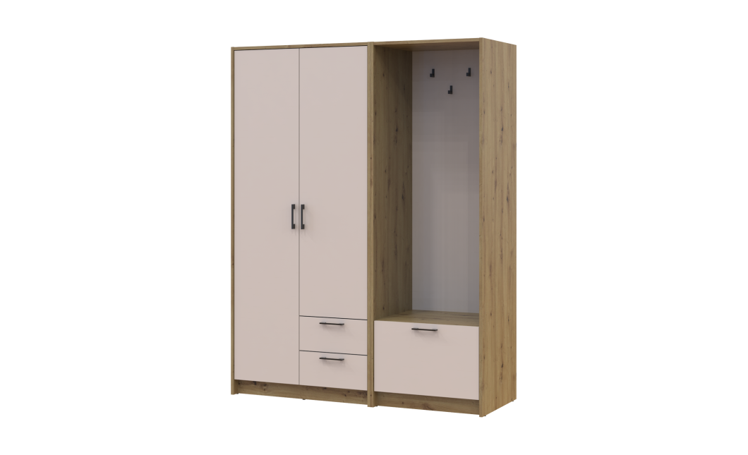 Kleiderschrank Doros Rondi mit Kleiderstange, Spiegel und Oberschrank Artisan Eiche/Graphitgrau 3 Türen 181x52x236 (42005287)